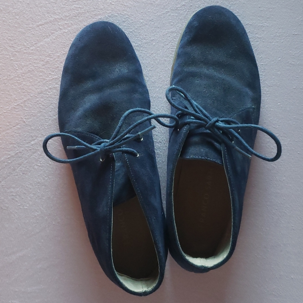 Franco Sarto Blue Suede Portier Flat Boots
